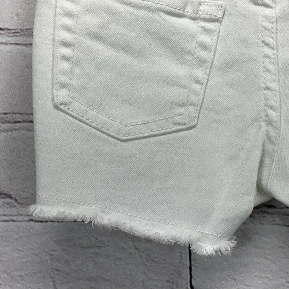 Cat & Jack Shorts Girls Sz XS (4/5) White Cutoffs Denim Raw Hem Adjustable Waist